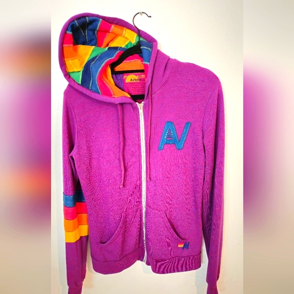 AVIATOR NATION purple fleece hoodie mens/women - Picture 2 of 5